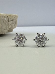 Brinco Moissanite ponto de luz cristal 6 garras 8,0mm