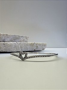 Bracelete inspiração Pandora coração trançado cravejado