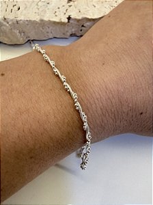 Pulseira trançada rabo de rato com mini bolinha 2mm