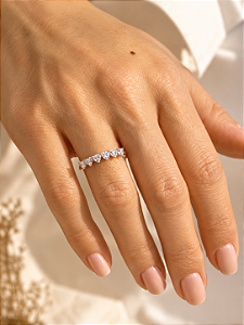 Anel aparador Moissanite 6 corações