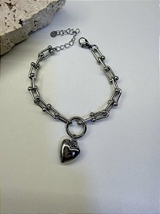 Pulseira elos cadeado no aço premium