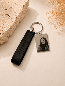 Chaveiro personalizado courino personalizável e caixa retangular em aço premium foto ou logo
