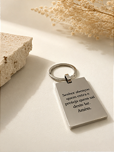Chaveiro personalizado retangular em aço premium frase