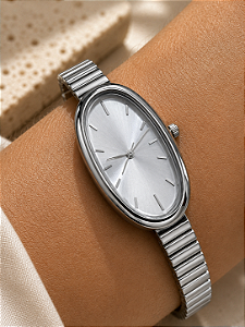 Relógio Vintage Retangular Arredondado Branco Hipoalergênico