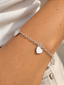 Pulseira elos com corações chapinha