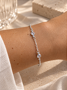 Pulseira elos com zircônias cristal