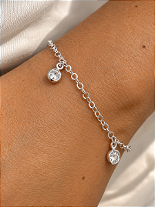 Pulseira elos zircônias cristal penduradas