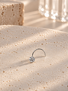 Piercing nariz ponto de luz cristal redondo 2,7mm