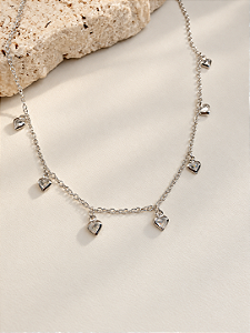Chocker zircônias coração cristal