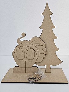 Recorte Papai Noel e Árvore 34,5x30x10,5cm
