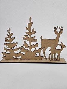 Recorte Rena e Árvores MDF 30x20x4cm