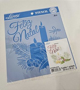 Stencil Feliz Natal Vela 20x20cm