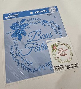 Stencil Boas Festas 20x20cm