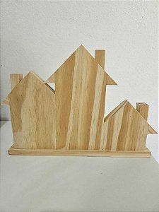 Placa de Casinhas em Pinus 20x30x3cm