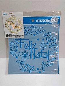 Stencil Feliz Natal 20x20cm