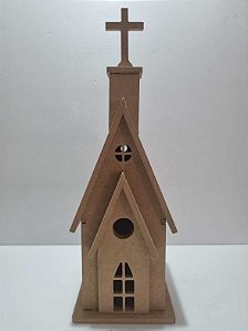 Igreja Recortes Janelas e Vitrais 12x35x14cm
