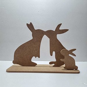 Casal Coelho com Filho 29x20x11cm
