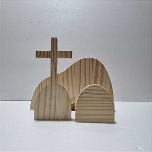 Santo Sepulcro em Pinus 21x16cm