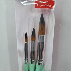 Kit Pincel Ergonômico - Pincel Redondo 3 Un.