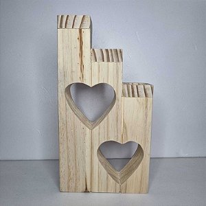 CASTIÇAL 3 VELAS CORAÇAO 28X15X5