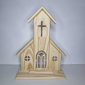 IGREJA EM PINUS 24X34X7CM