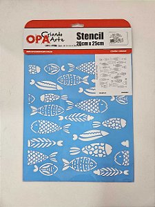 Stencil Estamparia Peixes- 20x25cm OPA2857