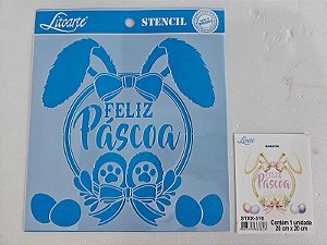 STENCIL- Feliz Páscoa Coelho - 20X20CM STXX 310