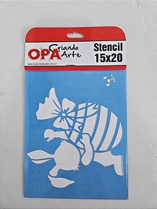 STENCI-  COELHO COM OVO- OPA 1907  15X20CM