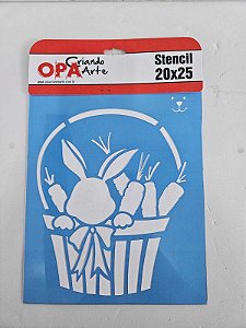 STENCIL-  CESTA COELHO- OPA 1908- 20X25CM