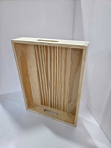 Bandeja pinus reta com alça- 25x35x6cm