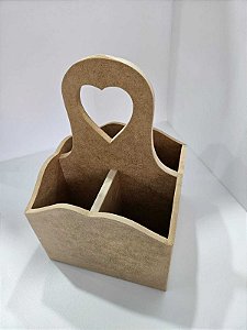 Porta Talheres coração- MDF- 26x17x17cm
