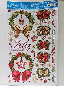 Adesivo Transfer de imagem- Feliz Natal- 19,5x29,5cm