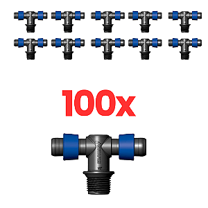 Conector Te Para Flexnet Anel Azul 1/2" Rosca Macho - Netafim -100 Unid