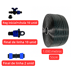 Kit Irrigação Gotejamento completo 1.000 metros 50cm espaçamento