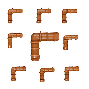 10 Unid Conector Cotovelo Dentado Marrom 16/17mm - Azud