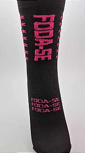 meia foda-se preto com rosa