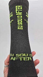 Meia foda-se preto com verde neon