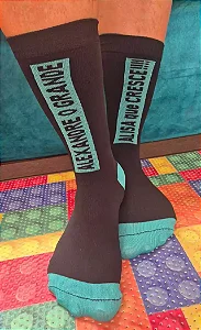 Meia ALEXANDRE O GRANDE ALISA QUE CRESCE - preto com verde