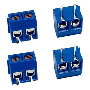 Borne 2 Vias Mini Azul KRE 5,08mm 2 Terminais KF-301-2T