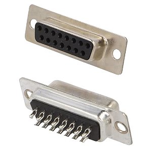 DB-15 Fêmea CONNFLY DS1033-15FBNSISS-CT Conector 15 Pinos 180°