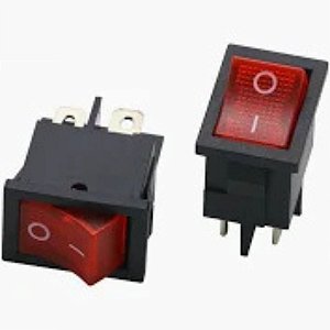 Chave Gangorra 4 Terminais 2 Posições 6A 250V Neon Vermelha KCD1-104N