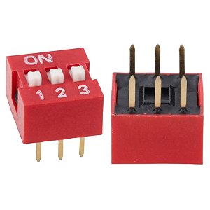 CONNFLY DS1040-03 Chave DIP Switch 3 Vias 180 Graus Vermelha PTH