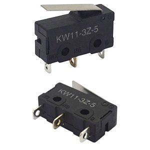 Micro Switch Chave KW11-3Z-5 Haste 18mm Preto 3 Terminais 5A 125V/250V