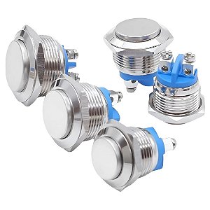 Botão Momentâneo Tipo Campainha 22mm Inox – Anti-Vandalismo 250V