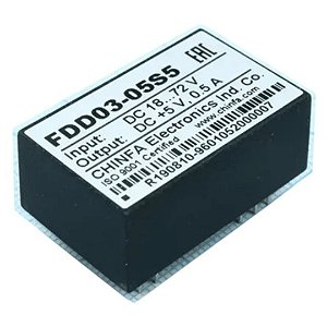 Chinfa FDD03-05S5 – Conversor Isolado DC/DC 5V 0.5A, Wide Input 18–72V