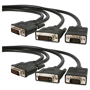 Cabo de Vídeo DVI-I Macho 24+5 ↔ VGA HD15 + DVI-D Macho – DVIVGAYMM6