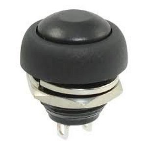 Botão de Pressão PBS-33B Preta à Prova d’Água 12mm Painel