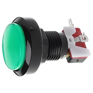Botão Fliperama 45mm Iluminado Verde 12V com Switch Integrado