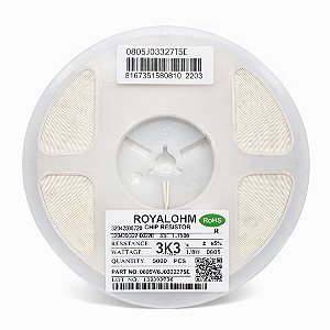 Resistor SMD 0805 3.3KΩ 1/8W 5% Thick Film (0805W8J0332T5E) Rolo 5000