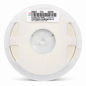 Resistor SMD 560 Ohms 0603 0.1W 5% CL0603J1N560R – 5.000 Peças em Rolo